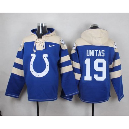 Nike Colts #19 Johnny Unitas Royal Blue Player Pullover NFL Hoodie