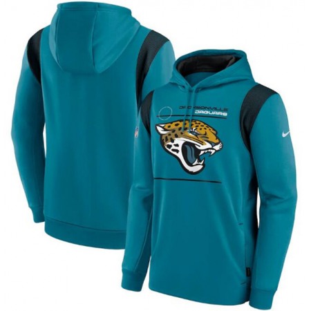 Men's Jacksonville Jaguars 2021 Teal Sideline Logo Performance Pullover Hoodie