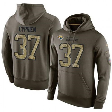 NFL Men's Nike Jacksonville Jaguars #37 John Cyprien Stitched Green Olive Salute To Service KO Performance Hoodie