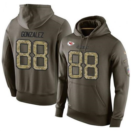 NFL Men's Nike Kansas City Chiefs #88 Tony Gonzalez Stitched Green Olive Salute To Service KO Performance Hoodie