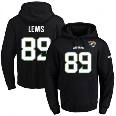 Nike Jaguars #89 Marcedes Lewis Black Name & Number Pullover NFL Hoodie