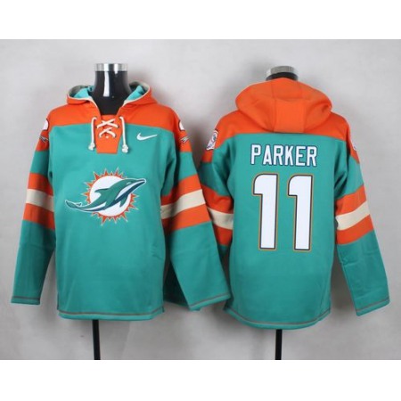 Nike Dolphins #11 DeVante Parker Aqua Green Player Pullover NFL Hoodie