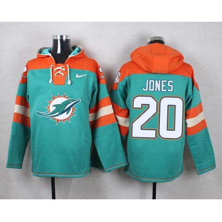 Nike Dolphins #20 Reshad Jones Aqua Green Player Pullover NFL Hoodie