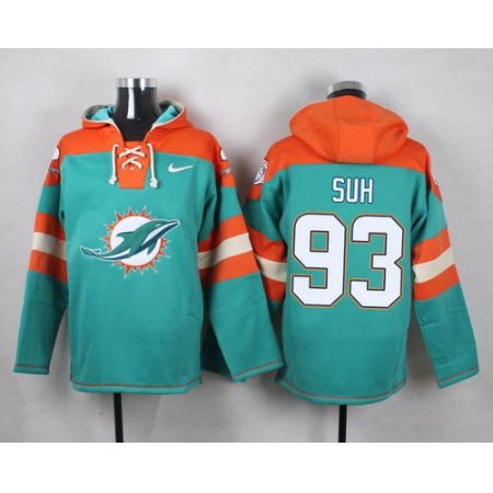 Nike Dolphins #93 Ndamukong Suh Aqua Green Player Pullover NFL Hoodie