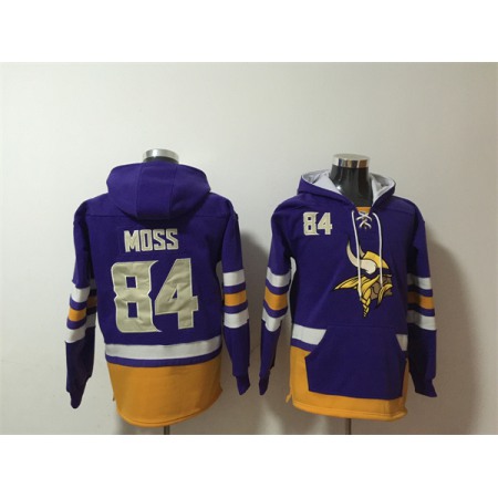 Men's Minnesota Vikings #84 Randy Moss Purple Ageless Must-Have Lace-Up Pullover Hoodie