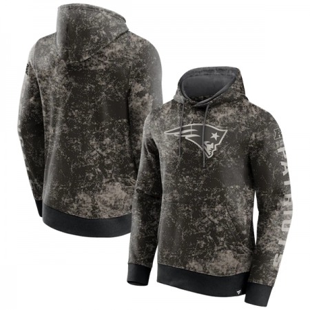 Men's New England Patriots Black/Gray Blackout Tonal Pullover Hoodie