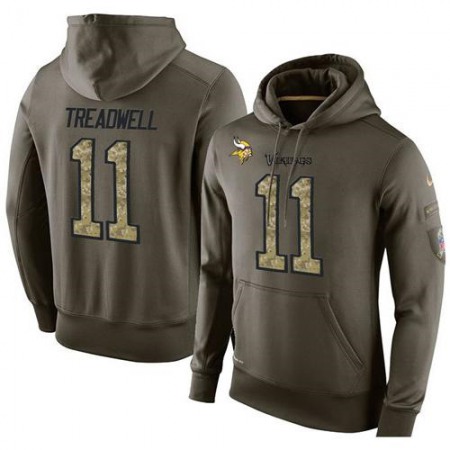 NFL Men's Nike Minnesota Vikings #11 Laquon Treadwell Stitched Green Olive Salute To Service KO Performance Hoodie