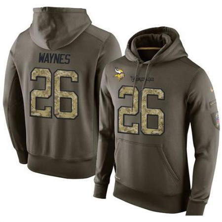 NFL Men's Nike Minnesota Vikings #26 Trae Waynes Stitched Green Olive Salute To Service KO Performance Hoodie