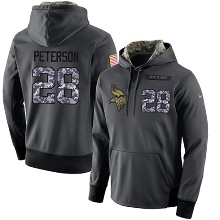 NFL Men's Nike Minnesota Vikings #28 Adrian Peterson Stitched Black Anthracite Salute to Service Player Performance Hoodie