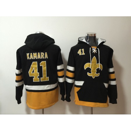 Men's New Orleans Saints #41 Alvin Kamara Black All Stitched NFL Hoodie Sweatshirt