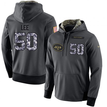 NFL Men's Nike New York Jets #50 Darron Lee Stitched Black Anthracite Salute to Service Player Performance Hoodie