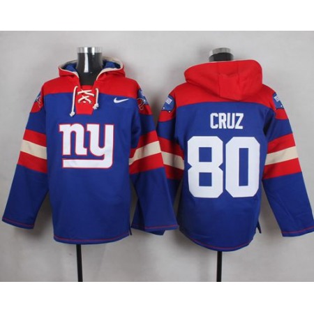 Nike Giants #80 Victor Cruz Royal Blue Player Pullover NFL Hoodie