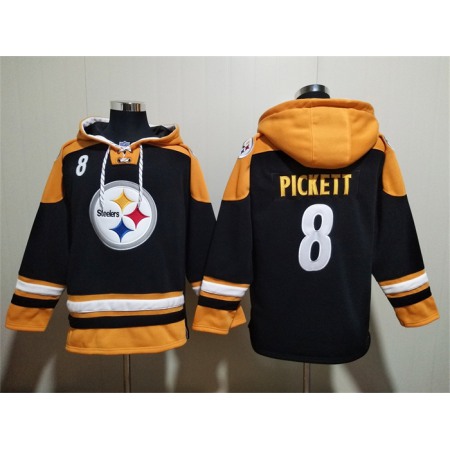 Men's Pittsburgh Steelers #8 Kenny Pickett Black Ageless Must-Have Lace-Up Pullover Hoodie