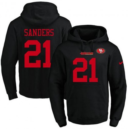 Nike 49ers #21 Deion Sanders Black Name & Number Pullover NFL Hoodie