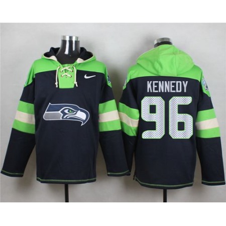 Nike Seahawks #96 Cortez Kennedy Steel Blue Player Pullover NFL Hoodie