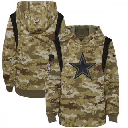 Youth Dallas Cowboys 2021 Camo Salute To Service Therma Performance Pullover Hoodie