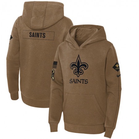 Youth New Orleans Saints 2023 Brown Salute to Service Pullover Hoodie