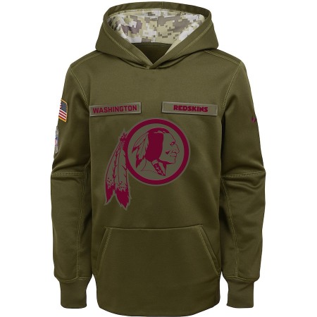 Youth Washington Redskins Olive Salute to Service Pullover Performance NFL Hoodie