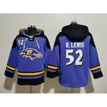 Men's Baltimore Ravens #52 Ray Lewis Ageless Must-Have Lace-Up Pullover Hoodie