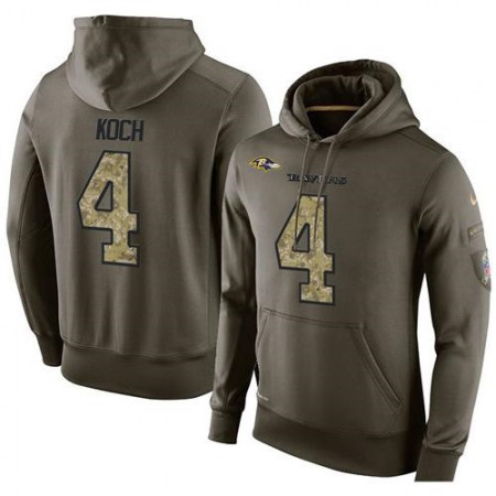 NFL Men's Nike Baltimore Ravens #4 Sam Koch Stitched Green Olive Salute To Service KO Performance Hoodie