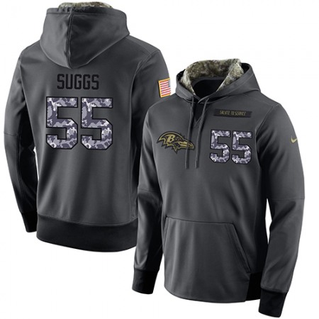 NFL Men's Nike Baltimore Ravens #55 Terrell Suggs Stitched Black Anthracite Salute to Service Player Performance Hoodie