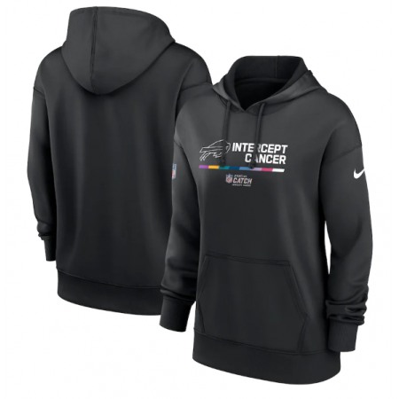 Women's Buffalo Bills 2022 Black NFL Crucial Catch Therma Performance Pullover Hoodie(Run Small)