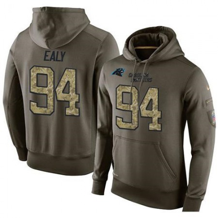 NFL Men's Nike Carolina Panthers #94 Kony Ealy Stitched Green Olive Salute To Service KO Performance Hoodie