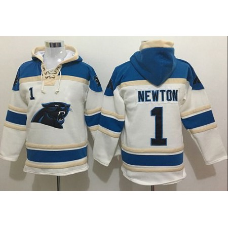 Nike Panthers #1 Cam Newton White Sawyer Hoodie Sweatshirt NFL Hoodie