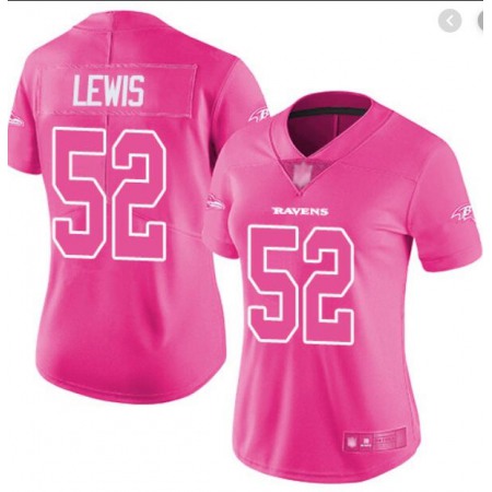 Women's Baltimore Ravens #52 Ray Lewis Pink Vapor Untouchable Limited Stitched NFL Jersey(Run Small)