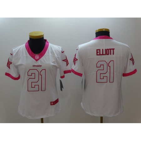 Women's Dallas Cowboys #21 Ezekiel Elliott White Vapor Untouchable Limited Stitched NFL Jersey