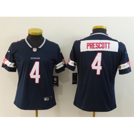 Women's Dallas Cowboys #4 Dak Prescott Navy Pink Women Vapor Untouchable Limited Jersey