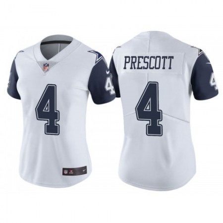 Women's Dallas Cowboys #4 Dak Prescott White/Navy Vapor Untouchable Limited Stitched Jersey(Run Small