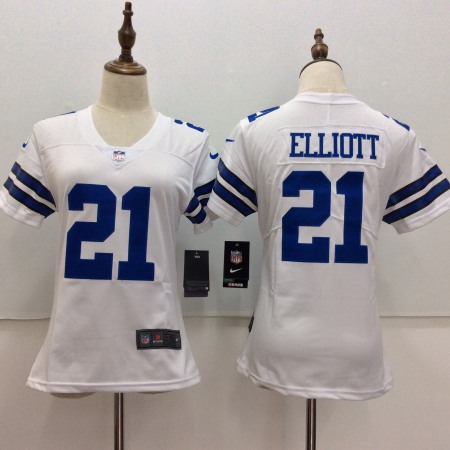 Women's Nike Dallas Cowboys #21 Ezekiel Elliott White Vapor Untouchable Player Limited Stitched NFL Jersey