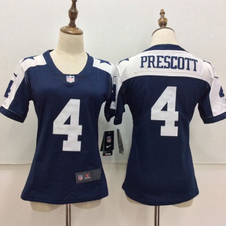 Women's Nike Dallas Cowboys #4 Dak Prescott Blue Throwback Vapor Untouchable Player Limited Stitched NFL Jersey