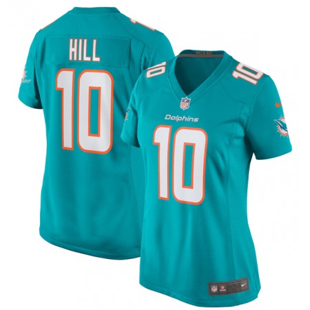 Women's Miami Dolphins #10 Tyreek Hill Aqua Vapor Untouchable Stitched Jersey(Run Small)