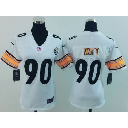 Women's Nike Pittsburgh Steelers #90 T. J. Watt White Vapor Untouchable Limited Stitched NFL Jersey