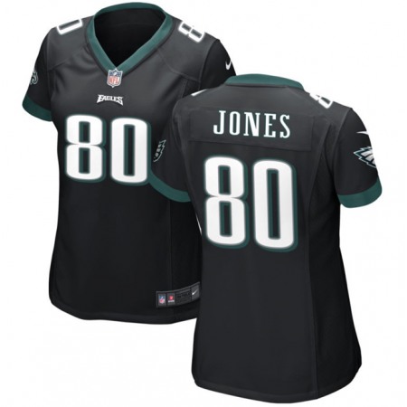 Women's Philadelphia Eagles #80 Julio Jones Black Stitched Football Jersey(Run Small)