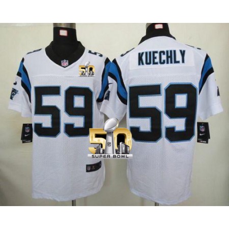 Nike Panthers #59 Luke Kuechly White Super Bowl 50 Men's Stitched NFL Elite Jersey