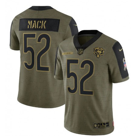 Men's Chicago Bears #52 Khalil Mack 2021 Olive Salute To Service Limited Stitched Jersey