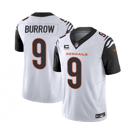 Men's Cincinnati Bengals #9 Joe Burrow 2023 F.U.S.E. White With 4-Star C Patch Vapor Untouchable Limited Stitched Jersey