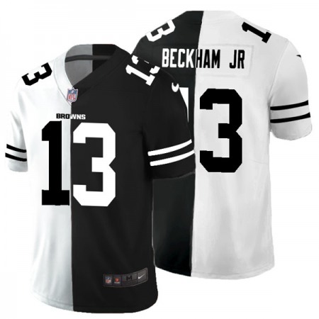 Men's Cleveland Browns #13 Odell Beckham Jr. Black & White Split Limited Stitched Jersey