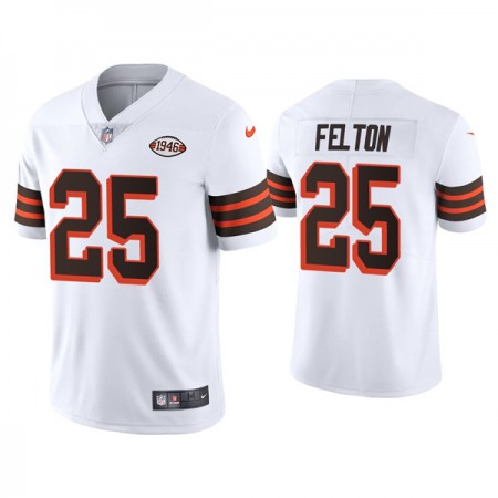 Men's Cleveland Browns #25 Demetric Felton White 1946 Collection Vapor Stitched Football Jersey