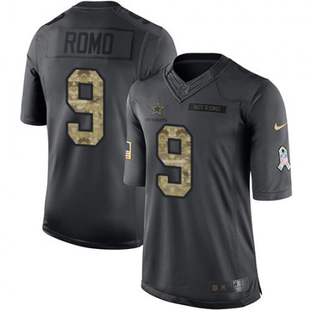 Nike Cowboys #9 Tony Romo Black Men's Stitched NFL Limited 2016 Salute To Service Jersey