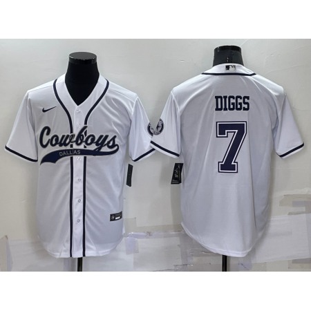 Men's Dallas Cowboys #7 Trevon Diggs White Cool Base Stitched Baseball Jersey