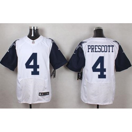 Nike Cowboys #4 Dak Prescott White Men's Stitched NFL Elite Rush Jersey