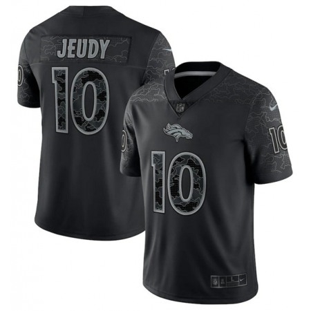 Men's Denver Broncos #10 Jerry Jeudy Black Reflective Limited Stitched Football Jersey