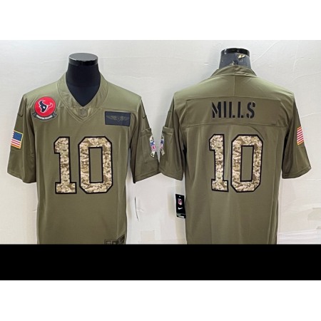 Men's Houston Texans #10 Davis Mills Olive/Camo Salute To Service Limited Stitched Jersey