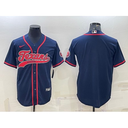 Men's Houston Texans Blank Navy With Patch Cool Base Stitched Baseball Jersey