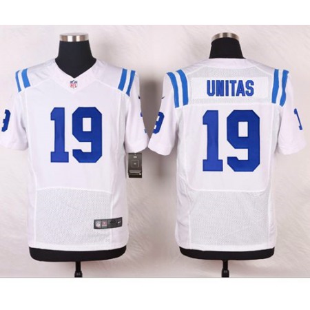 Nike Colts #19 Johnny Unitas White Men's Stitched NFL Elite Jersey