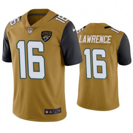 Men's Jacksonville Jaguars #16 Trevor Lawrence Yellow Color Rush Stitched Jersey